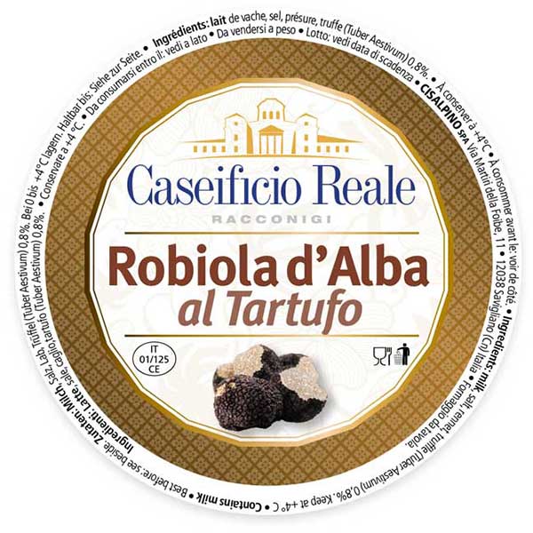 Beschriftung Robiola al tartufo